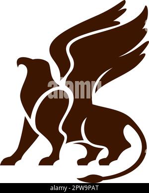 Griffin Mythologie-Kreatur-Illustration mit Silhouette-Stil Stock Vektor