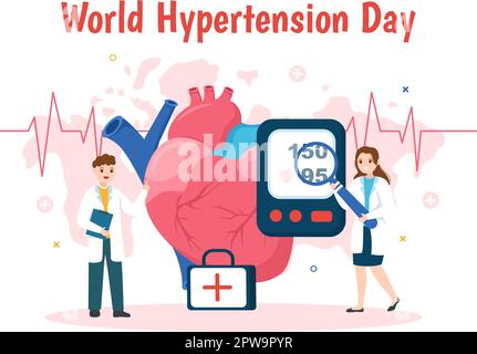 World Hypertension Day am 17. Mai Illustration mit Bluthochdruck und Red Love Image in flachem Cartoon handgezeichnet für Landing-Page-Vorlagen Stock Vektor