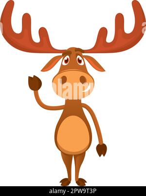 Süße und süße Moose-Illustration mit Cartoon-Style Stock Vektor