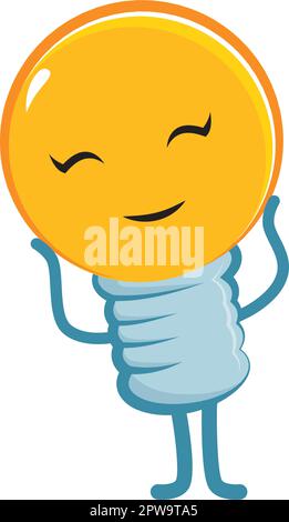 Süße und süße Lichtbirnen-Maskottchen-Illustration Stock Vektor