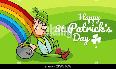 St. Patrick Day Design mit Cartoon Leprechaun mit Gold Stock Vektor