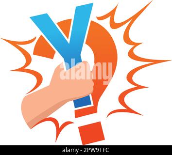 Protest mit handgehaltenem Y-Buchstaben als Symbol der Warum-Illustration Stock Vektor