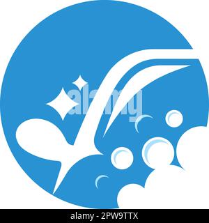 Autowäsche kombiniert mit dem Symbol „Glitzern und Blasen“ Stock Vektor