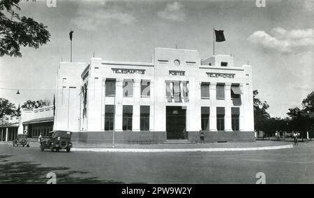 Belgischer Kongo. 1930er. Das Postamt, das Telegrafenamt und die Telefonvermittlung befinden sich am Place de la Poste in Elizabethville. Dieses elegante Art déco-Gebäude wurde 1930 erbaut. Stockfoto