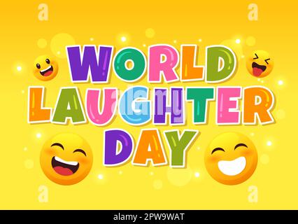 Illustration zum Weltlachtag mit Gesichtsausdruck mit Lächeln, die für Webbanner oder Landing Page in flachen, handgezeichneten Cartoon-Vorlagen geeignet ist Stock Vektor