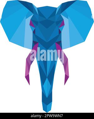 Polygonale Darstellung Des Großen Elefantenkopfs Stock Vektor