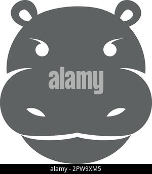 Einfache Vorderansicht der Hippopotamus-Kopfdarstellung Stock Vektor