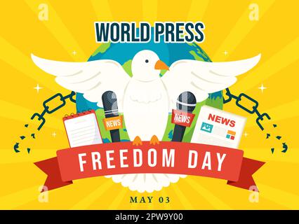 Welttag der Pressefreiheit am 3. Mai Illustration mit Hands Holding News Mikrofone für Webbanner oder Landing Page in flachen, handgezeichneten Cartoon-Vorlagen Stock Vektor