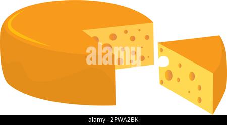 Detaillierter Käse mit der Schnittdarstellung Stock Vektor