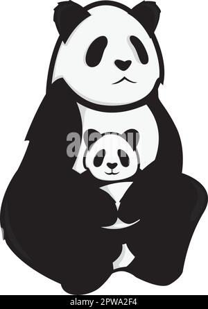 Panda Mom und Baby Illustration Stock Vektor