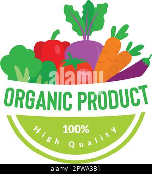Hochwertiges und gesundes Bio-Produkt Tag oder Aufkleber mit einfacher Illustration dargestellt Stock Vektor