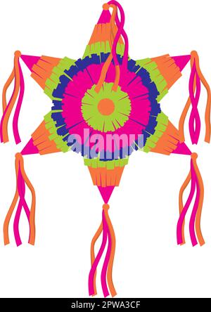 Detailgetreue, Farbenfrohe Pinata Star Illustration Stock Vektor