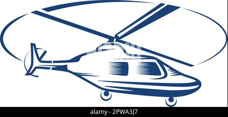 Darstellung des fliegenden Helikopters im Silhouettenstil Stock Vektor