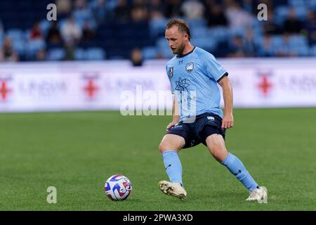 Sydney, Australien. 29. April 2023. Rhyan Grant vom Sydney FC kontrolliert den Ball während des Spiels zwischen dem Sydney FC und den Jets im Allianz Stadium am 29. April 2023 in Sydney, Australien. Gutschrift: IOIO IMAGES/Alamy Live News Stockfoto