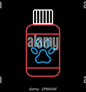 PET-Shampoo-Vektorsymbol auf schwarzem Hintergrund. Tierzeichen Stock Vektor