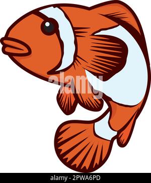Süße Schwimmende Clownfische Illustration Stock Vektor