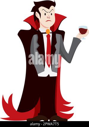Detaillierte Dracula mit einem Glas Blut Illustration Stock Vektor