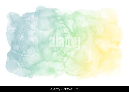 Alkoholtinte Kunst abstrakter Hintergrund für Frühling und Sommer. Farbverlauf von Blau zu Hellblau. Natürliches Marmormuster. Vorlage für weißen Hintergrund Stockfoto