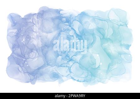 Alkoholtinte Kunst abstrakter Hintergrund für Frühling und Sommer. Farbverlauf von Grün zu Gelb. Natürliches Marmormuster. Vorlage für weißen Hintergrund Stockfoto