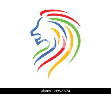Einfaches farbenfrohes Löwenkopf-Symbol mit Silhouette Style Stock Vektor