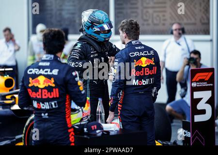 RUSSELL George (gbr), Mercedes AMG F1 Team W14, Portrait VERSTAPPEN Max (Ned), Red Bull Racing RB19, Portrait während der Formel-1-Grand-Prix-2023, 4. Runde der Formel-1-Weltmeisterschaft 2023 vom 28. Bis 30. April 2023 auf der Baku City Circuit in Baku, Aserbaidschan – Foto Xavi Bonilla/DPPI Kredit: DPPI Media/Alamy Live News Stockfoto