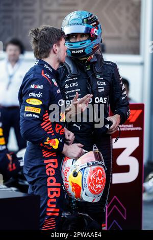 RUSSELL George (gbr), Mercedes AMG F1 Team W14, Portrait VERSTAPPEN Max (Ned), Red Bull Racing RB19, Portrait während der Formel-1-Grand-Prix-2023, 4. Runde der Formel-1-Weltmeisterschaft 2023 vom 28. Bis 30. April 2023 auf der Baku City Circuit in Baku, Aserbaidschan – Foto Xavi Bonilla/DPPI Kredit: DPPI Media/Alamy Live News Stockfoto