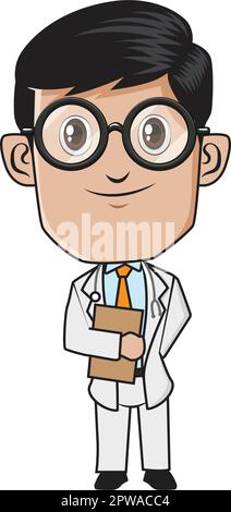 Lächelnde Ärztin mit Clipboard-Illustration im Cartoon-Stil Stock Vektor