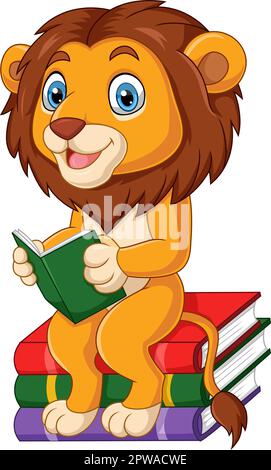 Cartoon Lion ein Buch lesen Stock Vektor