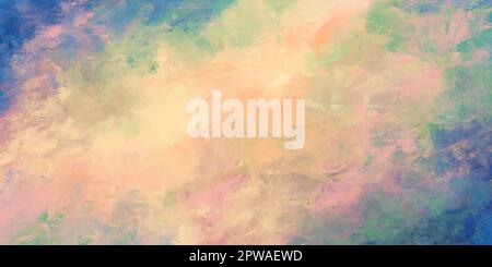 Natürliche Ölmalerei abstrakter Hintergrund, Spring Art Banner mit weichem Verlauf, grobe Pinselstriche, trockene Textur Stockfoto