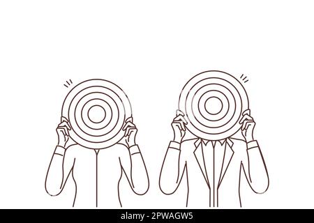 Geschäftsleute mit Zielscheiben im Gesicht Stock Vektor