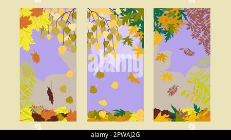 Set von Bildschirmschoner auf dem Handy goldenen Herbst Stock Vektor