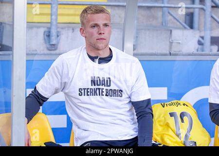 Breda, Niederlande. 29. April 2023. BREDA, NIEDERLANDE - APRIL 29: Tijs Velthuis von NAC Breda während des niederländischen Keukenkampioendivisie-Spiels zwischen NAC Breda und Roda JC im Rat Verlegh Stadion am 29. April 2023 in Breda, Niederlande (Foto von Broer van den Boom/Orange Pictures). Credit: Orange Pics BV/Alamy Live News Stockfoto