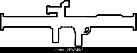 Handgranaten-Abschussvorrichtung Bazooka-Pistole Raketensystem Konturliniensymbol Schwarze Farbe Vektordarstellung dünner, flacher Stil Stock Vektor