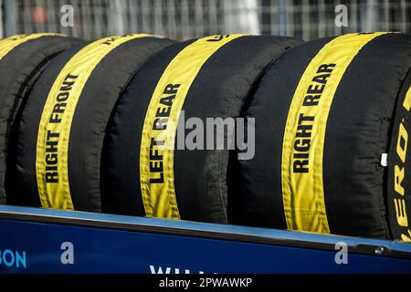 Baku, Aserbaidschan. 29. April 2023. Tyres, F1 Grand Prix von Aserbaidschan auf dem Baku City Circuit am 29. April 2023 in Baku, Aserbaidschan. (Foto von HIGH TWO) dpa/Alamy Live News Stockfoto