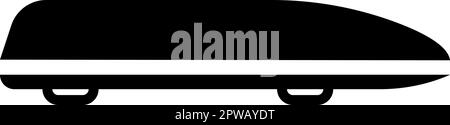 Autokasten Dachgepäckträger Kofferraum Fracht Dachgepäckbox Symbol schwarz Vektorbild flach Stock Vektor