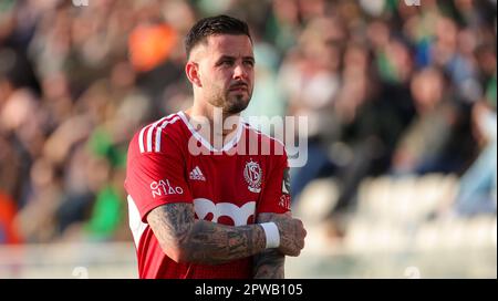 Brügge, Belgien. 29. April 2023. Aron Donnum von Standard sieht bei einem Fußballspiel zwischen Cercle Brügge und Standard de Liege am Samstag, den 29. April 2023 in Brügge, am 1. (Von 6) Tag der Europapiele in der ersten Liga der „Jupiler Pro League“ der belgischen Meisterschaft deprimiert aus. BELGA PHOTO VIRGINIE LEFOUR Kredit: Belga News Agency/Alamy Live News Stockfoto