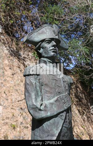 Admiral Lord Horatio Nelson (1758-1805) Statue, South Bastion, Gibraltar, British Overseas Territory, Vereinigtes Königreich, Vereinigtes Königreich, Mittelmeer, Europa Stockfoto