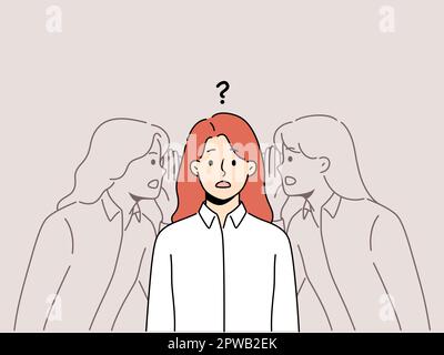 Verwirrte Frau hört auf innere Stimmen Stock Vektor