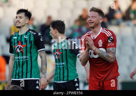 Brügge, Belgien. 29. April 2023. Renaud Emond von Standard wurde während eines Fußballspiels zwischen Cercle Brügge und Standard de Liege am Samstag, den 29. April 2023 in Brügge, am 1. (Von 6) Tag der Europa-Play-offs in der ersten Liga der „Jupiler Pro League“ der belgischen Meisterschaft gezeigt. BELGA FOTO KURT DESPLENTER Kredit: Belga News Agency/Alamy Live News Stockfoto