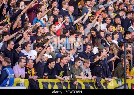 Breda, Niederlande. 29. April 2023. BREDA, NIEDERLANDE - APRIL 29: NAC Breda-Unterstützer während des niederländischen Keukenkampioendivisie-Spiels zwischen NAC Breda und Roda JC im Rat Verlegh Stadion am 29. April 2023 in Breda, Niederlande (Foto von Broer van den Boom/Orange Pictures) Kredit: Orange Pics BV/Alamy Live News Stockfoto