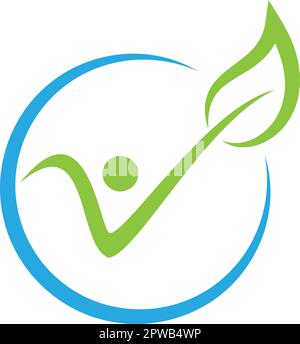Mann und Blatt, Chiropraktiker, Naturheilkunde, Physiotherapie, Logo, Hintergrund Stock Vektor