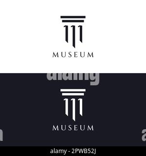 Museen, Museumssäulen, Museumslinien, Logos der Museumssäulen. Museen mit minimalistischen und modernen Konzepten. Logos können für Unternehmen, Museen und Unternehmen verwendet werden. Stock Vektor