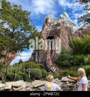 Orlando, FL USA - 13. Dezember 2021: Die Everest-Achterbahnfahrt im Animal Kingdom in Disney World. Stockfoto