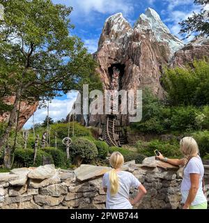 Orlando, FL USA - 13. Dezember 2021: Die Everest-Achterbahnfahrt im Animal Kingdom in Disney World. Stockfoto