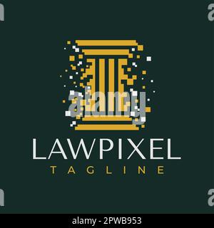 Modern Law Pixel Abstract Logo Design Vector. Minimale digitale Anwaltsmarke. Stock Vektor