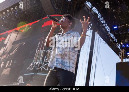 Indio, USA. 28. April 2023. Breland während des Stagecoach Music Festivals im Empire Polo Club am 28. April 2023 in Indio, Kalifornien (Foto: Daniel DeSlover/Sipa USA) Guthaben: SIPA USA/Alamy Live News Stockfoto