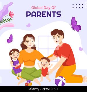 Global Day of Parents Social Media Hintergrund Illustration Cartoon handgezeichnete Vorlagen Stock Vektor
