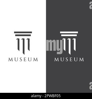 Museen, Museumssäulen, Museumslinien, Logos der Museumssäulen. Museen mit minimalistischen und modernen Konzepten. Logos können für Unternehmen, Museen und Unternehmen verwendet werden. Stock Vektor