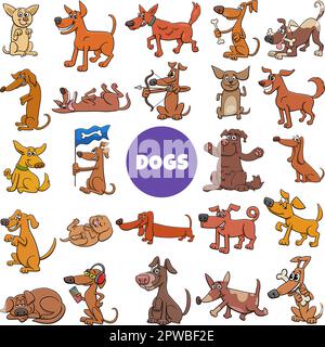 Cartoon Hunde und Welpen Comic-Figuren gesetzt Stock Vektor