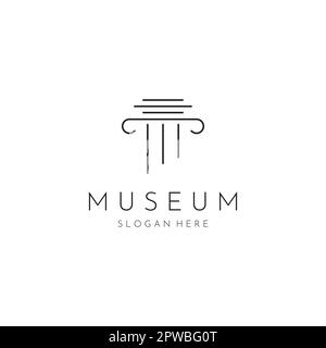 Museen, Museumssäulen, Museumslinien, Logos der Museumssäulen. Museen mit minimalistischen und modernen Konzepten. Logos können für Unternehmen, Museen und Unternehmen verwendet werden. Stock Vektor